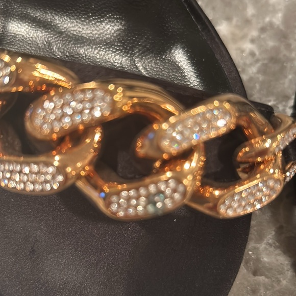 VERSACE black satin strappy heels. - Picture 2 of 5